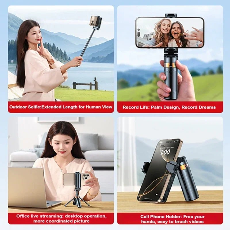 Super Mini Selfie Stick Portable Phone Holder Shooting Aid Versatile Integrated Design Bluetooth Remote For Live Broadcas - Tara's Tiny Treasures