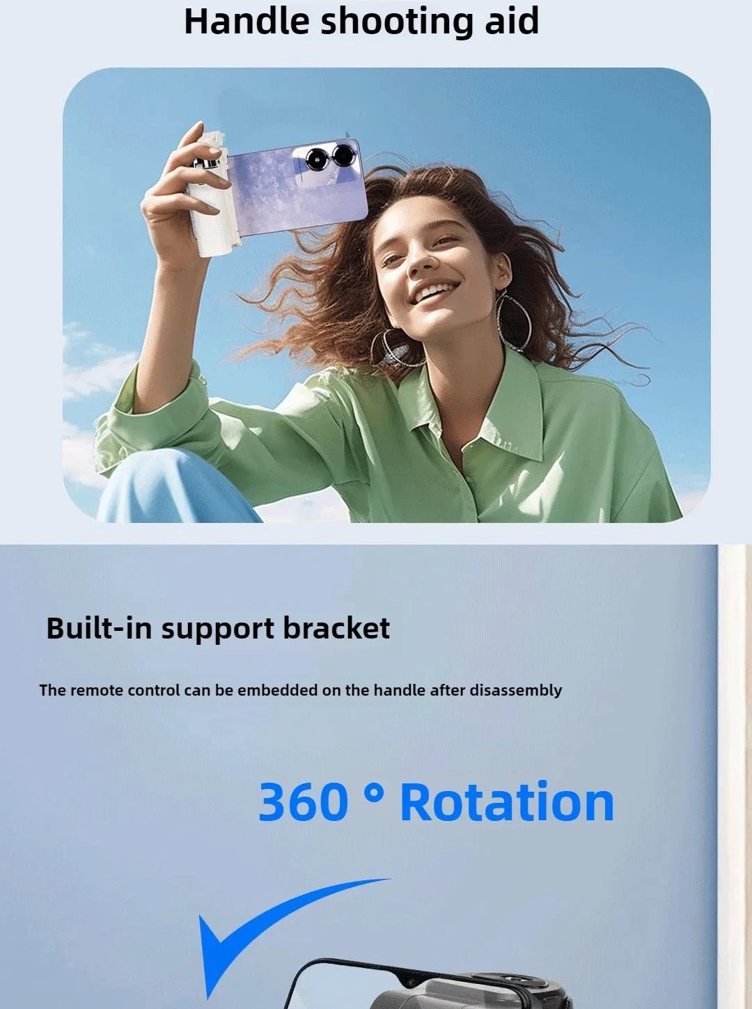 Super Mini Selfie Stick Portable Phone Holder Shooting Aid Versatile Integrated Design Bluetooth Remote For Live Broadcas - Tara's Tiny Treasures