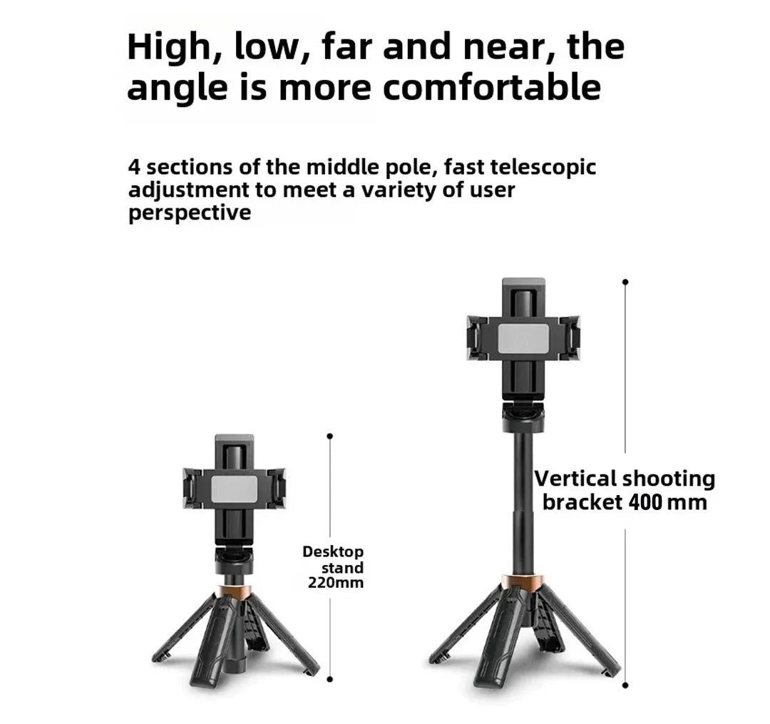 Super Mini Selfie Stick Portable Phone Holder Shooting Aid Versatile Integrated Design Bluetooth Remote For Live Broadcas - Tara's Tiny Treasures