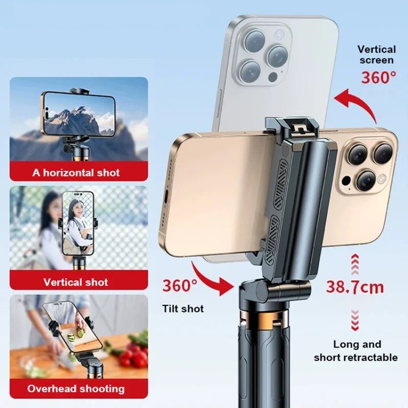 Super Mini Selfie Stick Portable Phone Holder Shooting Aid Versatile Integrated Design Bluetooth Remote For Live Broadcas - Tara's Tiny Treasures