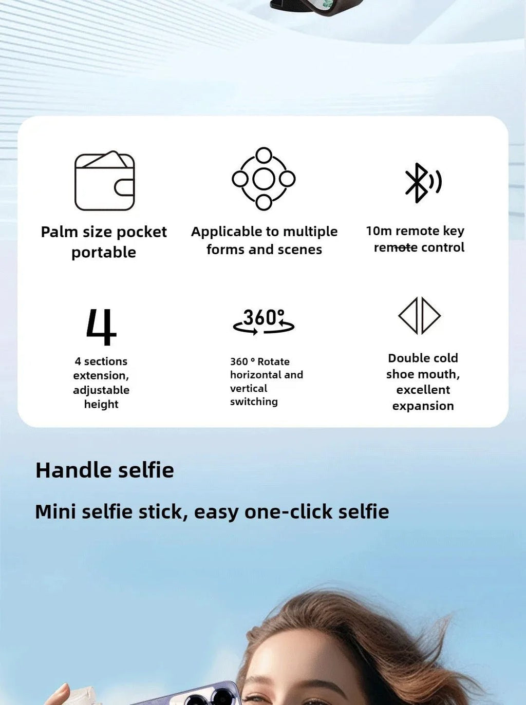 Super Mini Selfie Stick Portable Phone Holder Shooting Aid Versatile Integrated Design Bluetooth Remote For Live Broadcas - Tara's Tiny Treasures