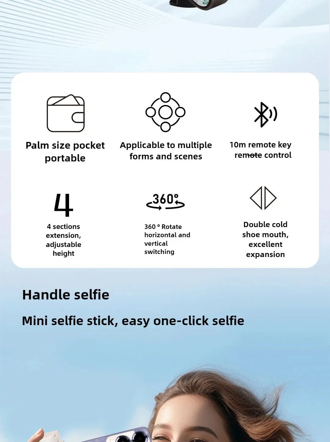 Super Mini Selfie Stick Portable Phone Holder Shooting Aid Versatile Integrated Design Bluetooth Remote For Live Broadcas - Tara's Tiny Treasures
