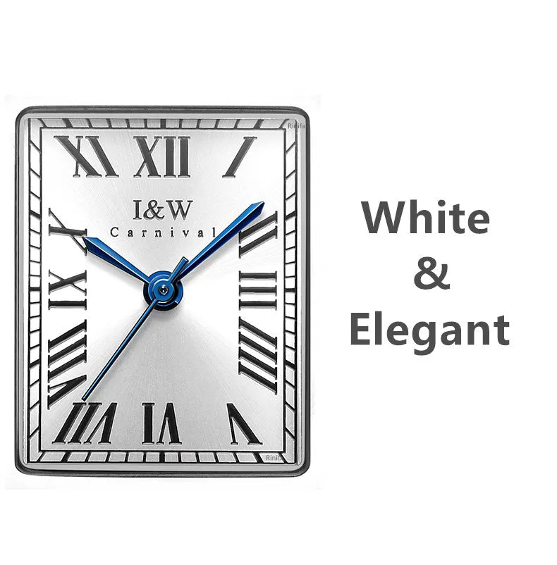 Top Brand Luxury Carnival Quartz Watch for Women Bracelet Square Full Steel Reloj Mujer Montre Femme Women's wristwatch White - Tara's Tiny Treasures