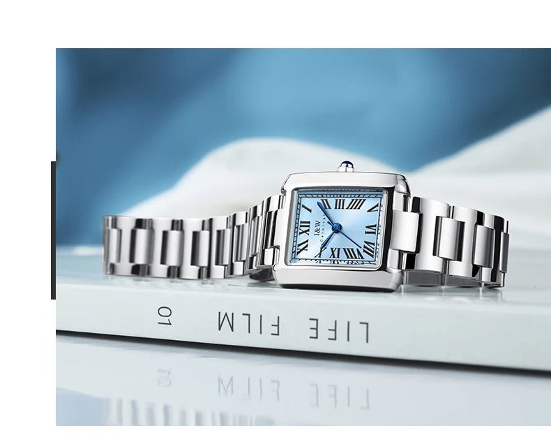 Top Brand Luxury Carnival Quartz Watch for Women Bracelet Square Full Steel Reloj Mujer Montre Femme Women's wristwatch White - Tara's Tiny Treasures