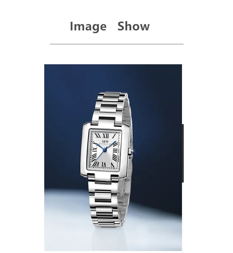 Top Brand Luxury Carnival Quartz Watch for Women Bracelet Square Full Steel Reloj Mujer Montre Femme Women's wristwatch White - Tara's Tiny Treasures