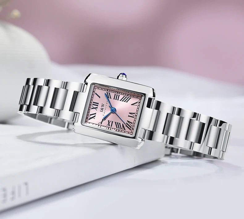 Top Brand Luxury Carnival Quartz Watch for Women Bracelet Square Full Steel Reloj Mujer Montre Femme Women's wristwatch White - Tara's Tiny Treasures