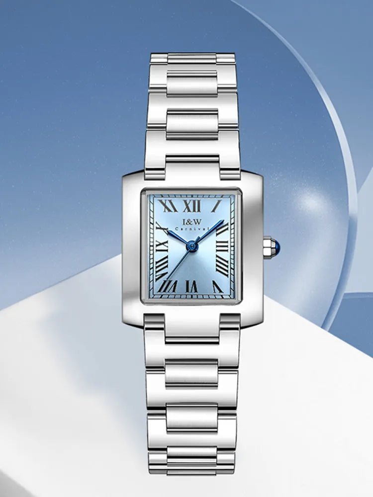 Top Brand Luxury Carnival Quartz Watch for Women Bracelet Square Full Steel Reloj Mujer Montre Femme Women's wristwatch White - Tara's Tiny Treasures