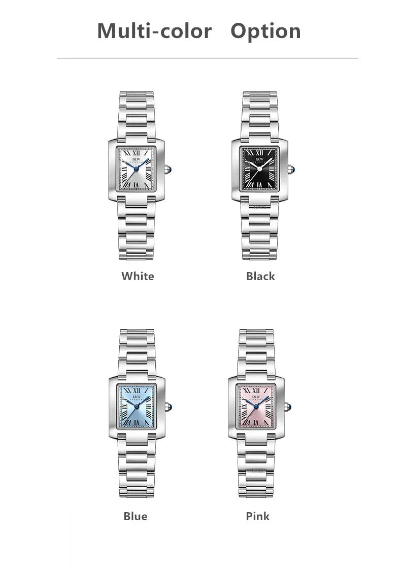 Top Brand Luxury Carnival Quartz Watch for Women Bracelet Square Full Steel Reloj Mujer Montre Femme Women's wristwatch White - Tara's Tiny Treasures