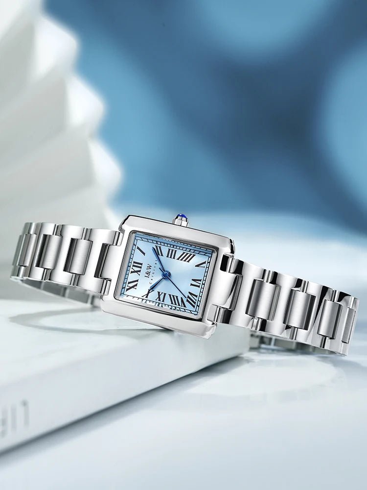 Top Brand Luxury Carnival Quartz Watch for Women Bracelet Square Full Steel Reloj Mujer Montre Femme Women's wristwatch White - Tara's Tiny Treasures