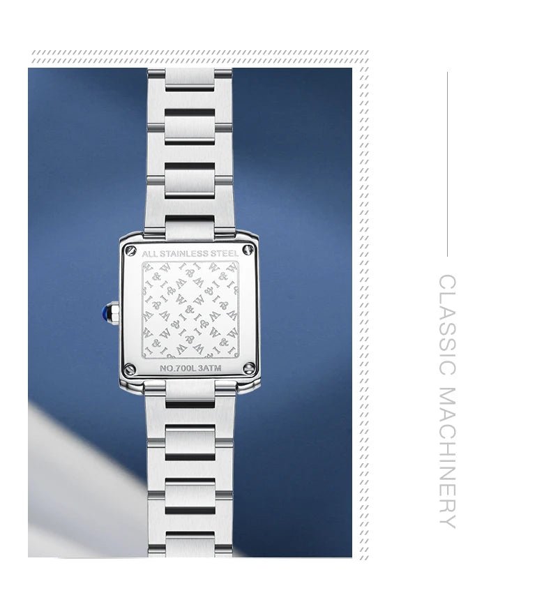 Top Brand Luxury Carnival Quartz Watch for Women Bracelet Square Full Steel Reloj Mujer Montre Femme Women's wristwatch White - Tara's Tiny Treasures