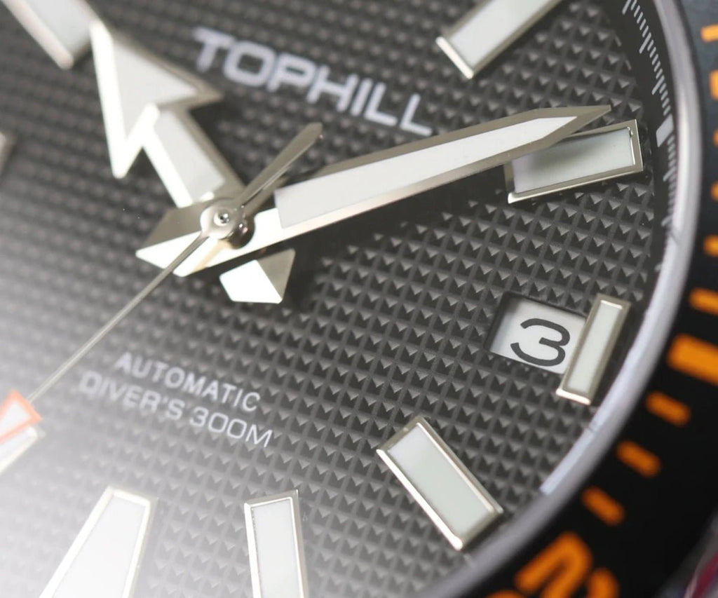 TOPHILL 43.8mm Automatic Mechanical Diving Watch NH35 Men's Wristwatches Waffle Dial Super Luminous 30Bar Sapphire Reloj TD008G - Tara's Tiny Treasures