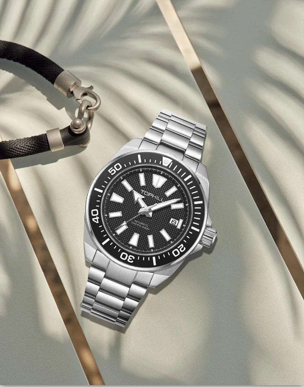 TOPHILL 43.8mm Automatic Mechanical Diving Watch NH35 Men's Wristwatches Waffle Dial Super Luminous 30Bar Sapphire Reloj TD008G - Tara's Tiny Treasures