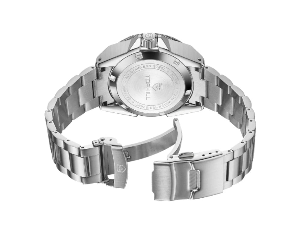 TOPHILL 43.8mm Automatic Mechanical Diving Watch NH35 Men's Wristwatches Waffle Dial Super Luminous 30Bar Sapphire Reloj TD008G - Tara's Tiny Treasures