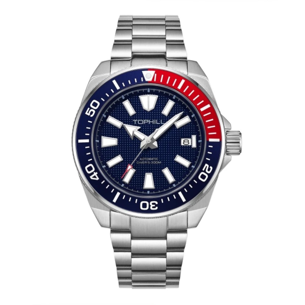 TOPHILL 43.8mm Automatic Mechanical Diving Watch NH35 Men's Wristwatches Waffle Dial Super Luminous 30Bar Sapphire Reloj TD008G - Tara's Tiny Treasures