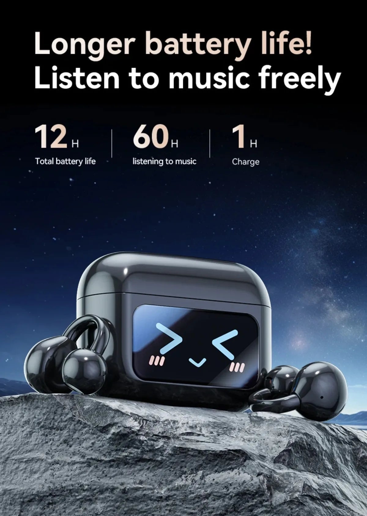 Touch Screen Bluetooth Headphones 144 Languages Real-time Translation Headphones Wireless Open Ear Clips Sports Gaming Earphone - Tara's Tiny Treasures
