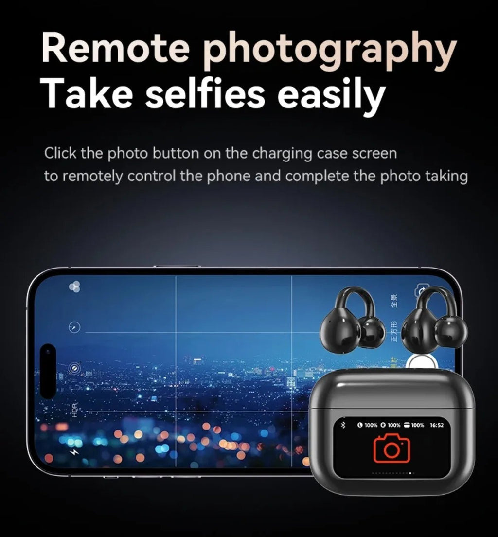 Touch Screen Bluetooth Headphones 144 Languages Real-time Translation Headphones Wireless Open Ear Clips Sports Gaming Earphone - Tara's Tiny Treasures