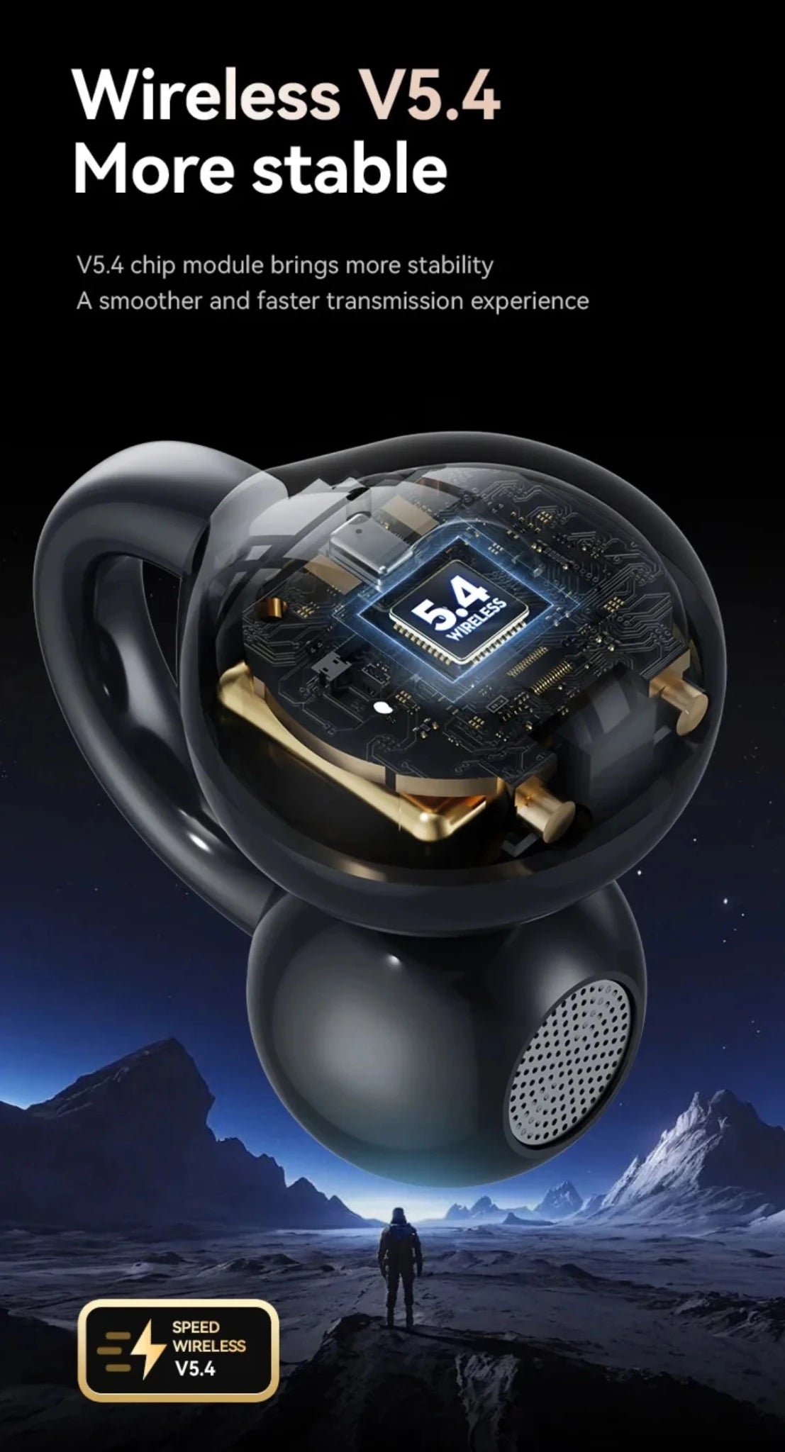 Touch Screen Bluetooth Headphones 144 Languages Real-time Translation Headphones Wireless Open Ear Clips Sports Gaming Earphone - Tara's Tiny Treasures