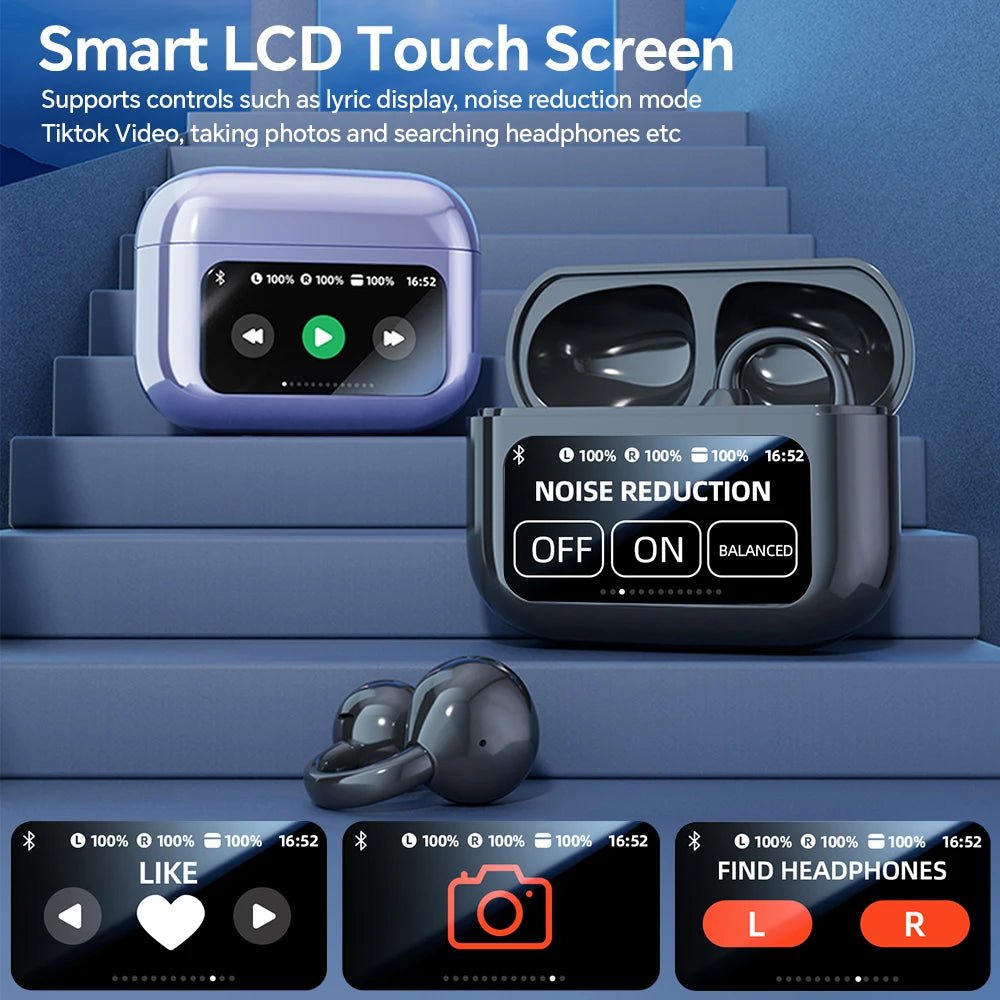 Touch Screen Bluetooth Headphones 144 Languages Real-time Translation Headphones Wireless Open Ear Clips Sports Gaming Earphone - Tara's Tiny Treasures