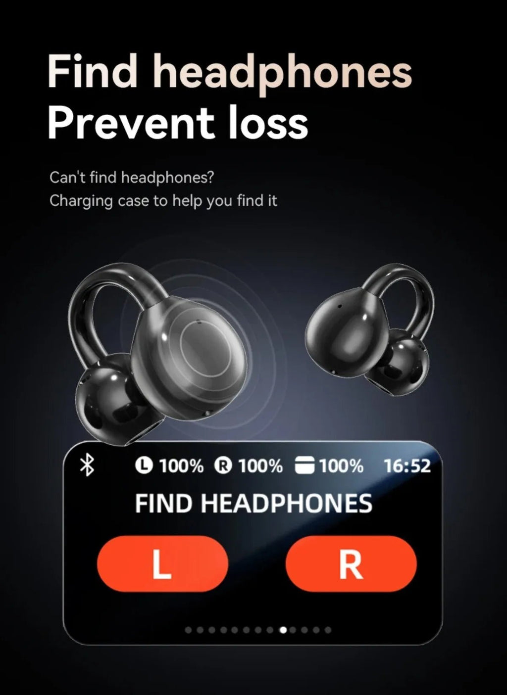 Touch Screen Bluetooth Headphones 144 Languages Real-time Translation Headphones Wireless Open Ear Clips Sports Gaming Earphone - Tara's Tiny Treasures