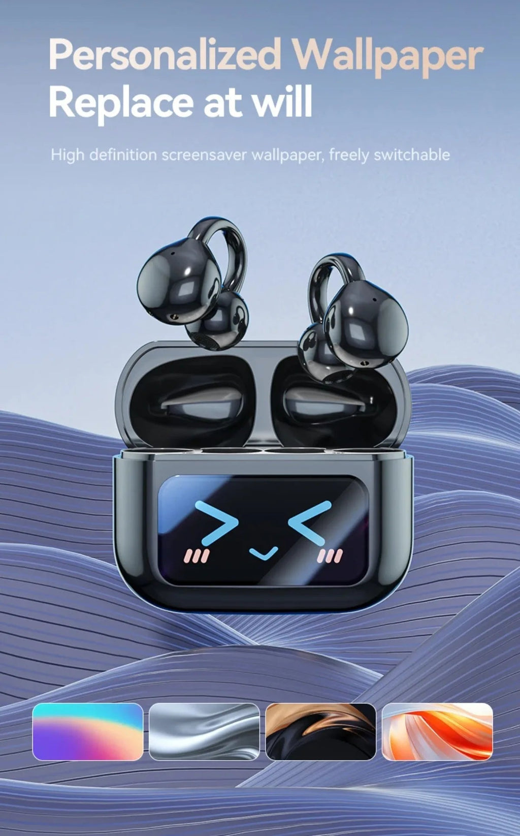 Touch Screen Bluetooth Headphones 144 Languages Real-time Translation Headphones Wireless Open Ear Clips Sports Gaming Earphone - Tara's Tiny Treasures