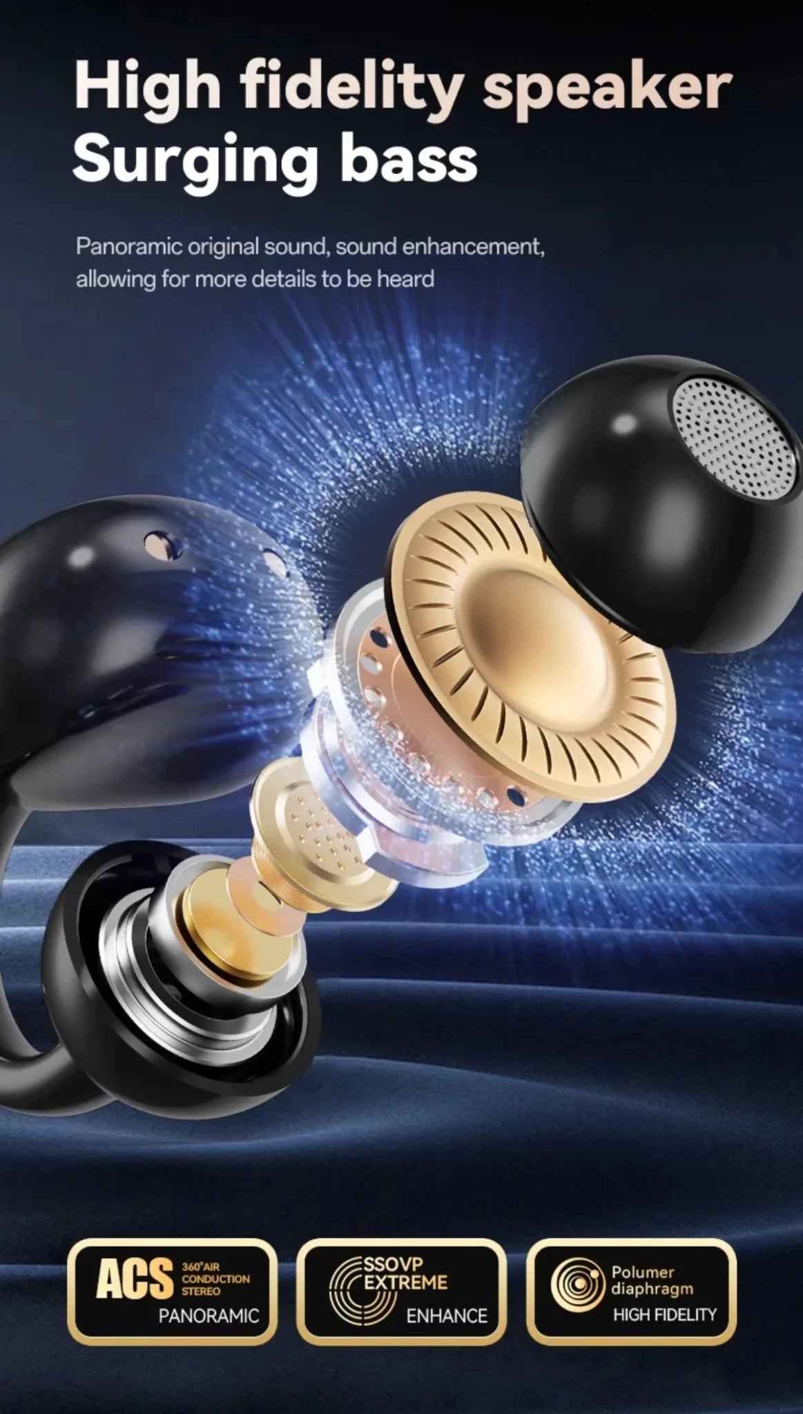 Touch Screen Bluetooth Headphones 144 Languages Real-time Translation Headphones Wireless Open Ear Clips Sports Gaming Earphone - Tara's Tiny Treasures