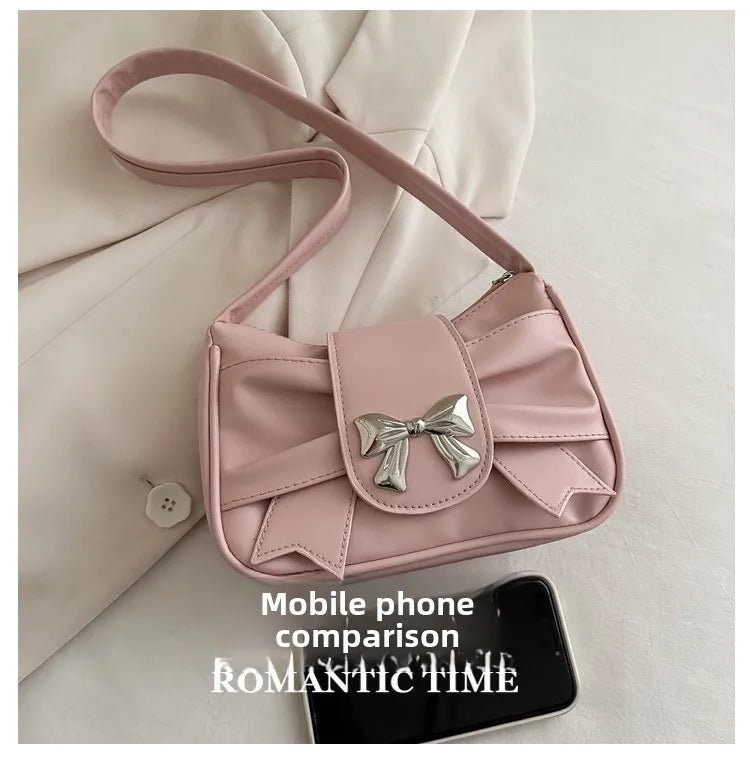 Trendy Bow Shoulder Bag Handbag Casual Underarm Bag Daily Commuting Bags PU Leather Lady Banquet Bag Business Women's Bags - Tara's Tiny Treasures