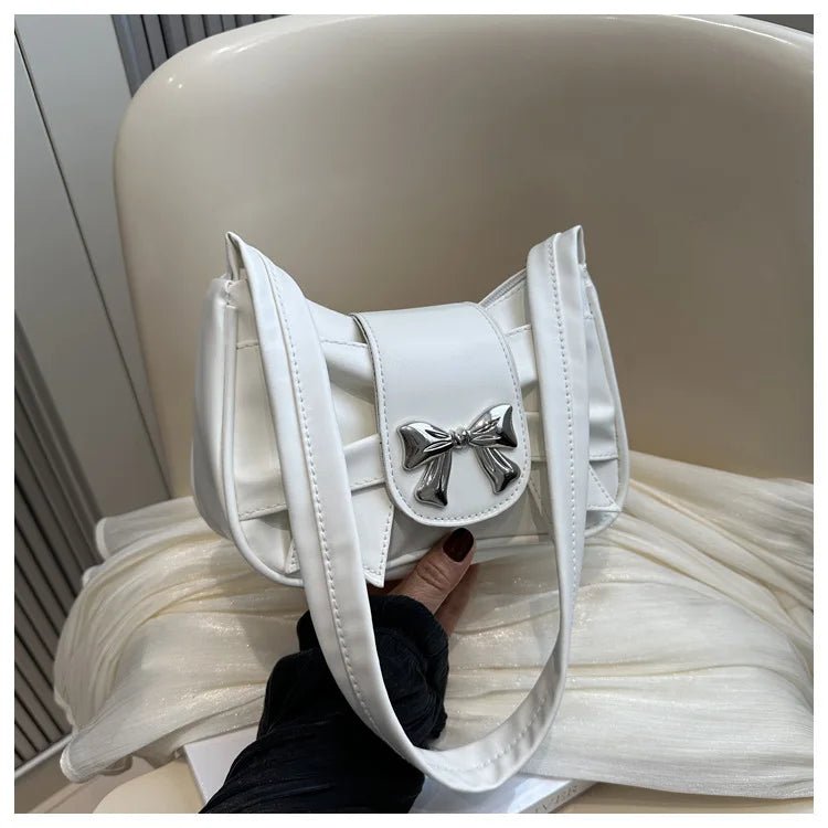 Trendy Bow Shoulder Bag Handbag Casual Underarm Bag Daily Commuting Bags PU Leather Lady Banquet Bag Business Women's Bags - Tara's Tiny Treasures
