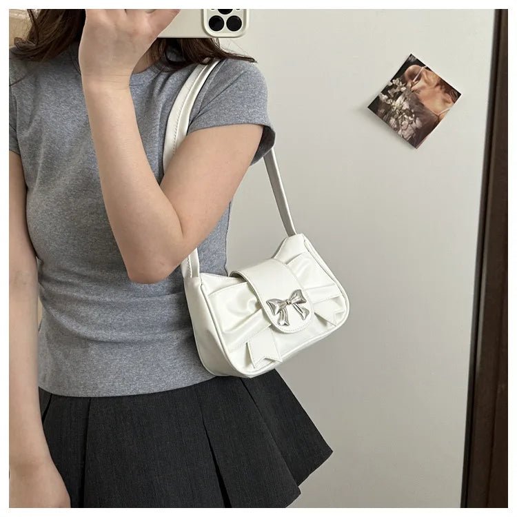 Trendy Bow Shoulder Bag Handbag Casual Underarm Bag Daily Commuting Bags PU Leather Lady Banquet Bag Business Women's Bags - Tara's Tiny Treasures