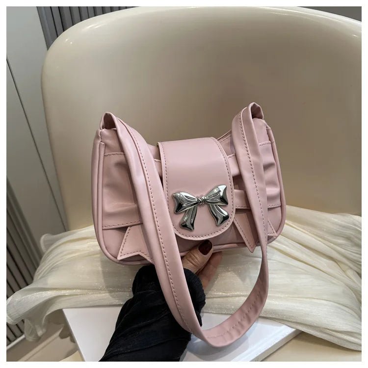 Trendy Bow Shoulder Bag Handbag Casual Underarm Bag Daily Commuting Bags PU Leather Lady Banquet Bag Business Women's Bags - Tara's Tiny Treasures