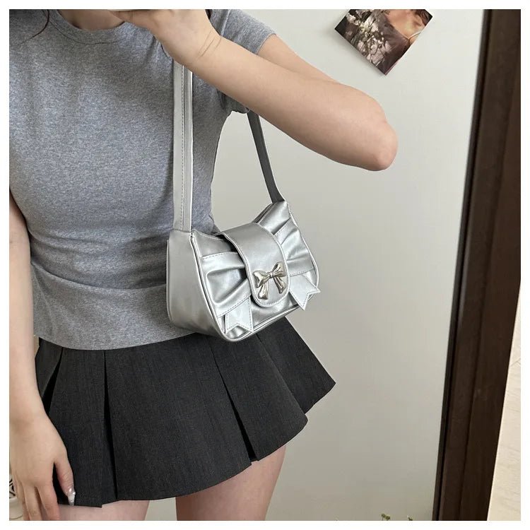 Trendy Bow Shoulder Bag Handbag Casual Underarm Bag Daily Commuting Bags PU Leather Lady Banquet Bag Business Women's Bags - Tara's Tiny Treasures
