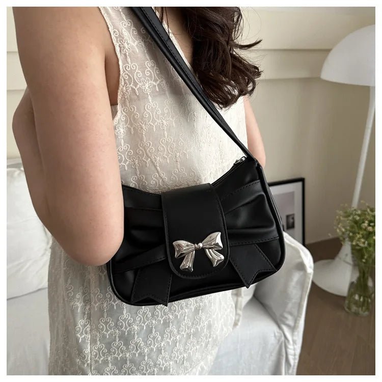 Trendy Bow Shoulder Bag Handbag Casual Underarm Bag Daily Commuting Bags PU Leather Lady Banquet Bag Business Women's Bags - Tara's Tiny Treasures