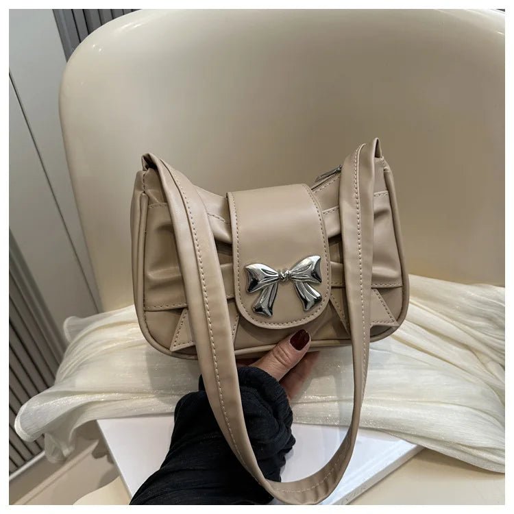Trendy Bow Shoulder Bag Handbag Casual Underarm Bag Daily Commuting Bags PU Leather Lady Banquet Bag Business Women's Bags - Tara's Tiny Treasures