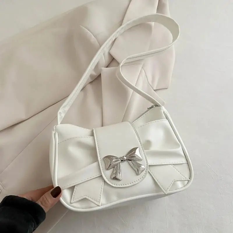 Trendy Bow Shoulder Bag Handbag Casual Underarm Bag Daily Commuting Bags PU Leather Lady Banquet Bag Business Women's Bags - Tara's Tiny Treasures