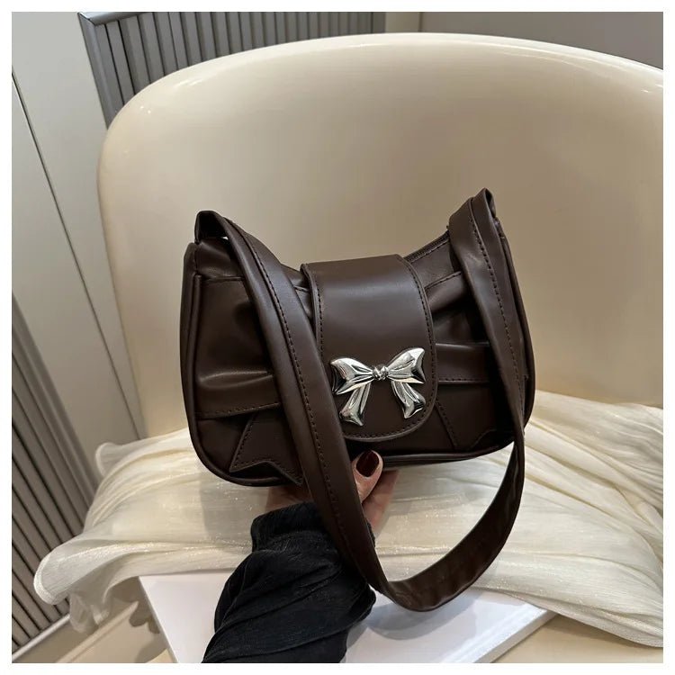 Trendy Bow Shoulder Bag Handbag Casual Underarm Bag Daily Commuting Bags PU Leather Lady Banquet Bag Business Women's Bags - Tara's Tiny Treasures