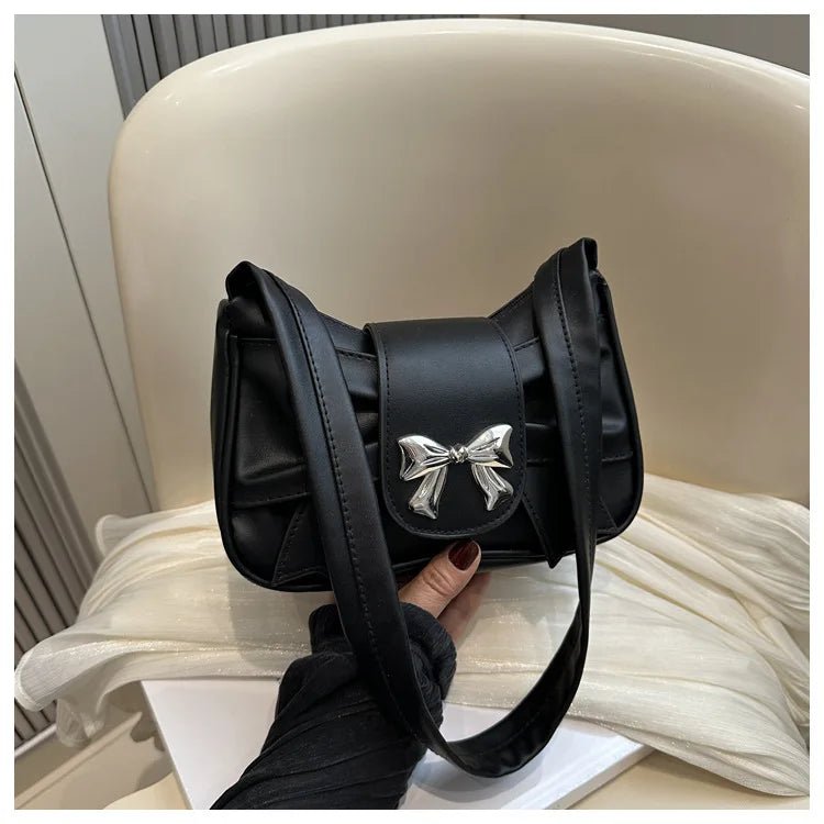 Trendy Bow Shoulder Bag Handbag Casual Underarm Bag Daily Commuting Bags PU Leather Lady Banquet Bag Business Women's Bags - Tara's Tiny Treasures