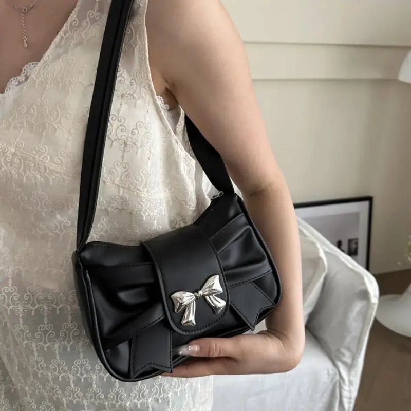 Trendy Bow Shoulder Bag Handbag Casual Underarm Bag Daily Commuting Bags PU Leather Lady Banquet Bag Business Women's Bags - Tara's Tiny Treasures