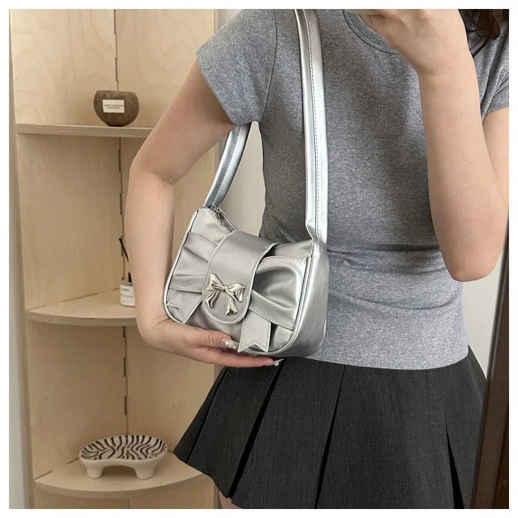Trendy Bow Shoulder Bag Handbag Casual Underarm Bag Daily Commuting Bags PU Leather Lady Banquet Bag Business Women's Bags - Tara's Tiny Treasures