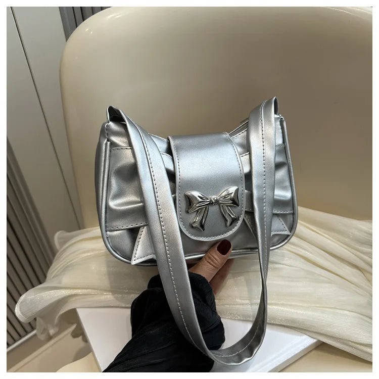 Trendy Bow Shoulder Bag Handbag Casual Underarm Bag Daily Commuting Bags PU Leather Lady Banquet Bag Business Women's Bags - Tara's Tiny Treasures