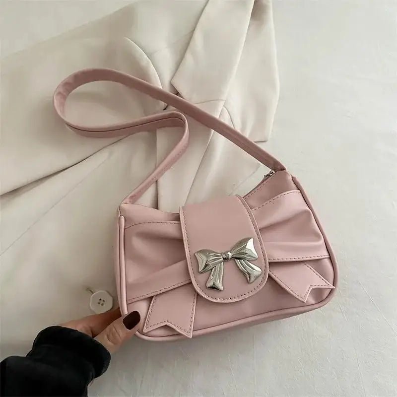 Trendy Bow Shoulder Bag Handbag Casual Underarm Bag Daily Commuting Bags PU Leather Lady Banquet Bag Business Women's Bags - Tara's Tiny Treasures