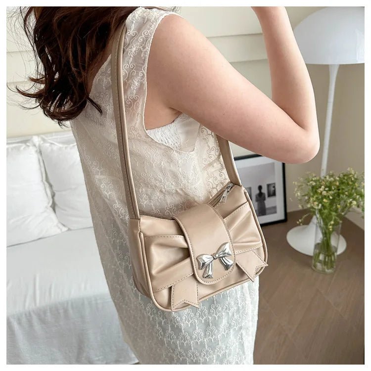Trendy Bow Shoulder Bag Handbag Casual Underarm Bag Daily Commuting Bags PU Leather Lady Banquet Bag Business Women's Bags - Tara's Tiny Treasures