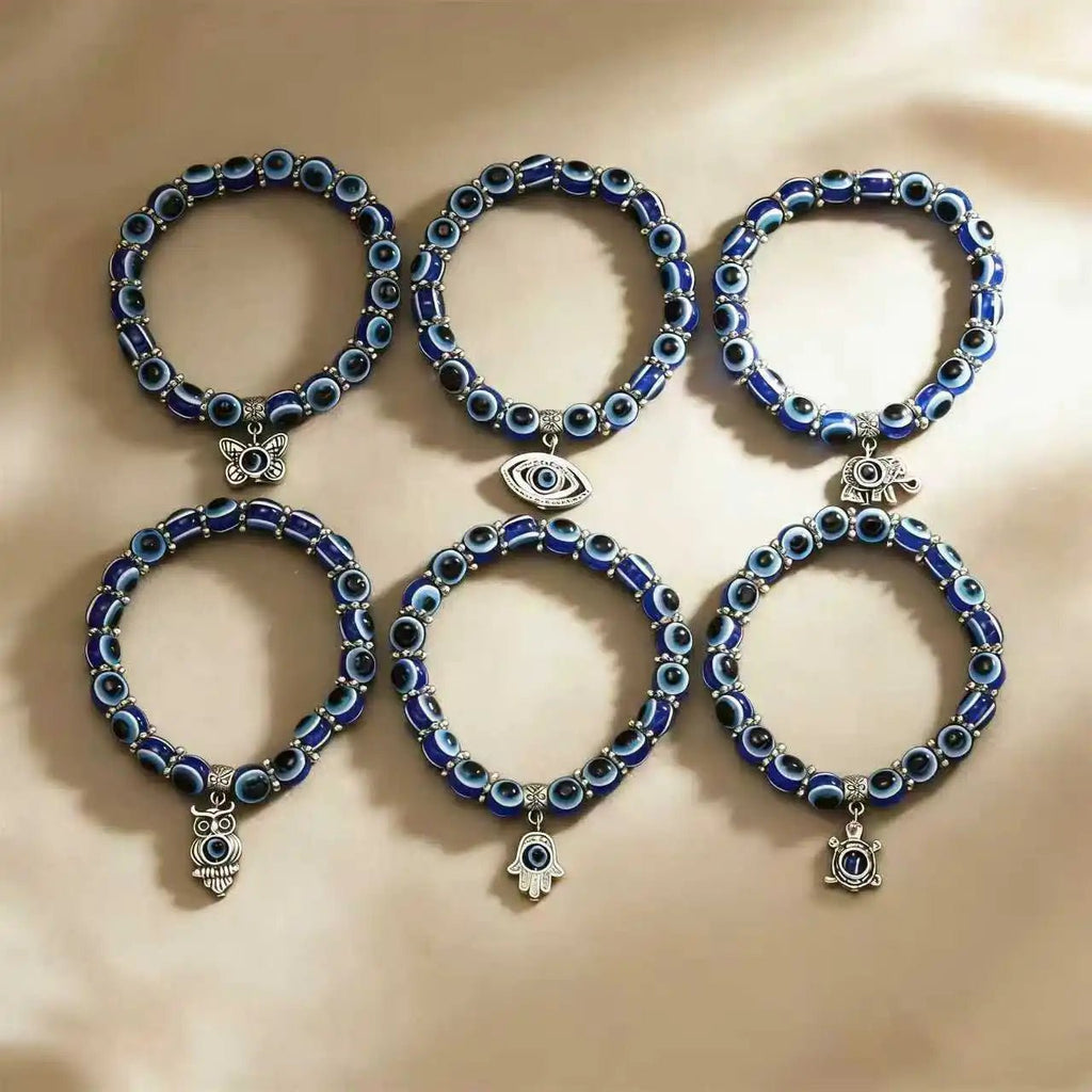 Turkish Evil Eye Bracelet for Men Women Blue Beaded Handmade Charm Jewelry with Butterfly Pendant charm bracelet jewelry - Tara's Tiny Treasures