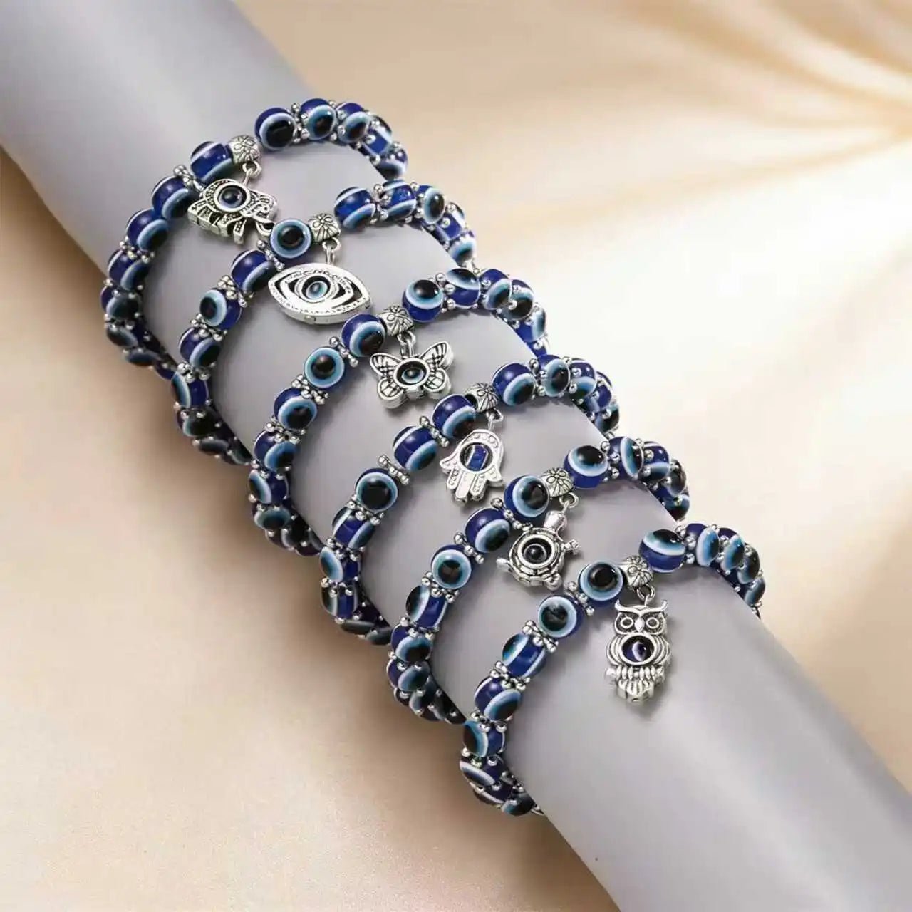 Turkish Evil Eye Bracelet for Men Women Blue Beaded Handmade Charm Jewelry with Butterfly Pendant charm bracelet jewelry - Tara's Tiny Treasures