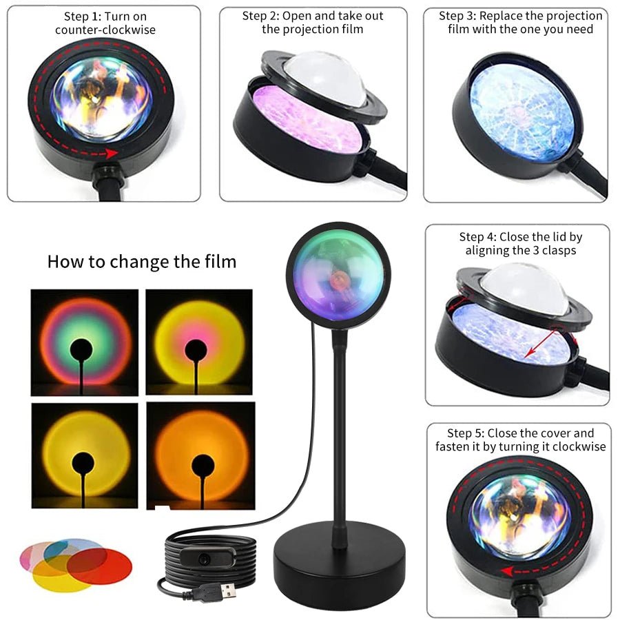 Tuya Smart Sunset Lamp USB Projector LED Night light with Remote Bluetooth App Control Atmosphere Mood Light for Photography - Tara's Tiny Treasures