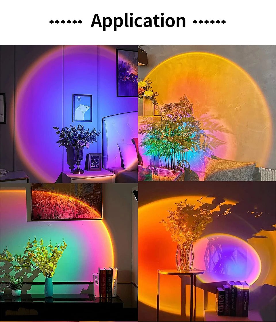 Tuya Smart Sunset Lamp USB Projector LED Night light with Remote Bluetooth App Control Atmosphere Mood Light for Photography - Tara's Tiny Treasures