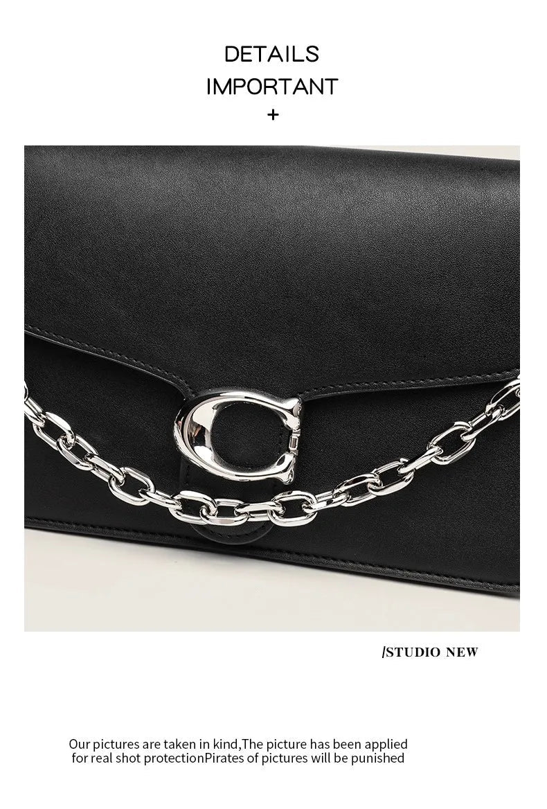 Urban Minimalist Large Capacity Women's Crossbody Bag Underarm Single Shoulder Satchel Gift for Girls Fashionable Chain Design - Tara's Tiny Treasures
