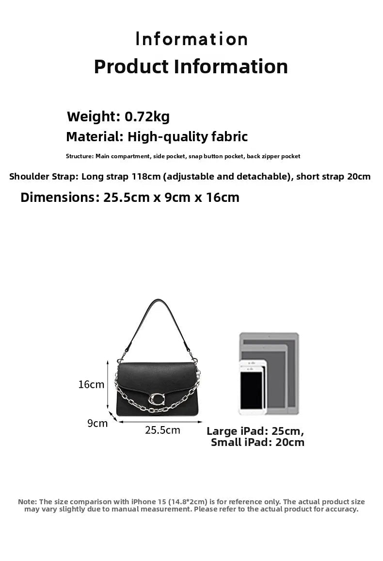 Urban Minimalist Large Capacity Women's Crossbody Bag Underarm Single Shoulder Satchel Gift for Girls Fashionable Chain Design - Tara's Tiny Treasures