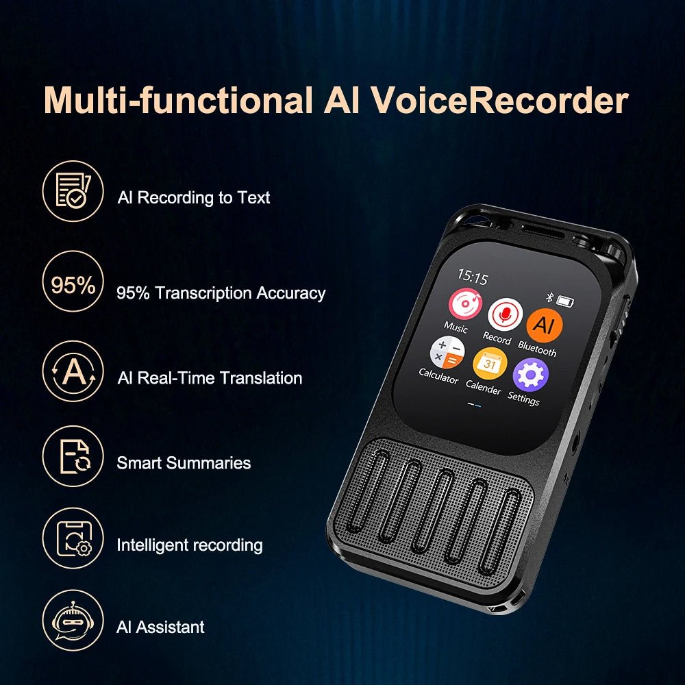 Vandlion V78 AI Voice Recorder Speech-to-Text Connect App Record Voice Activation Touchable Screen 1200mAh Long Time Recording - Tara's Tiny Treasures