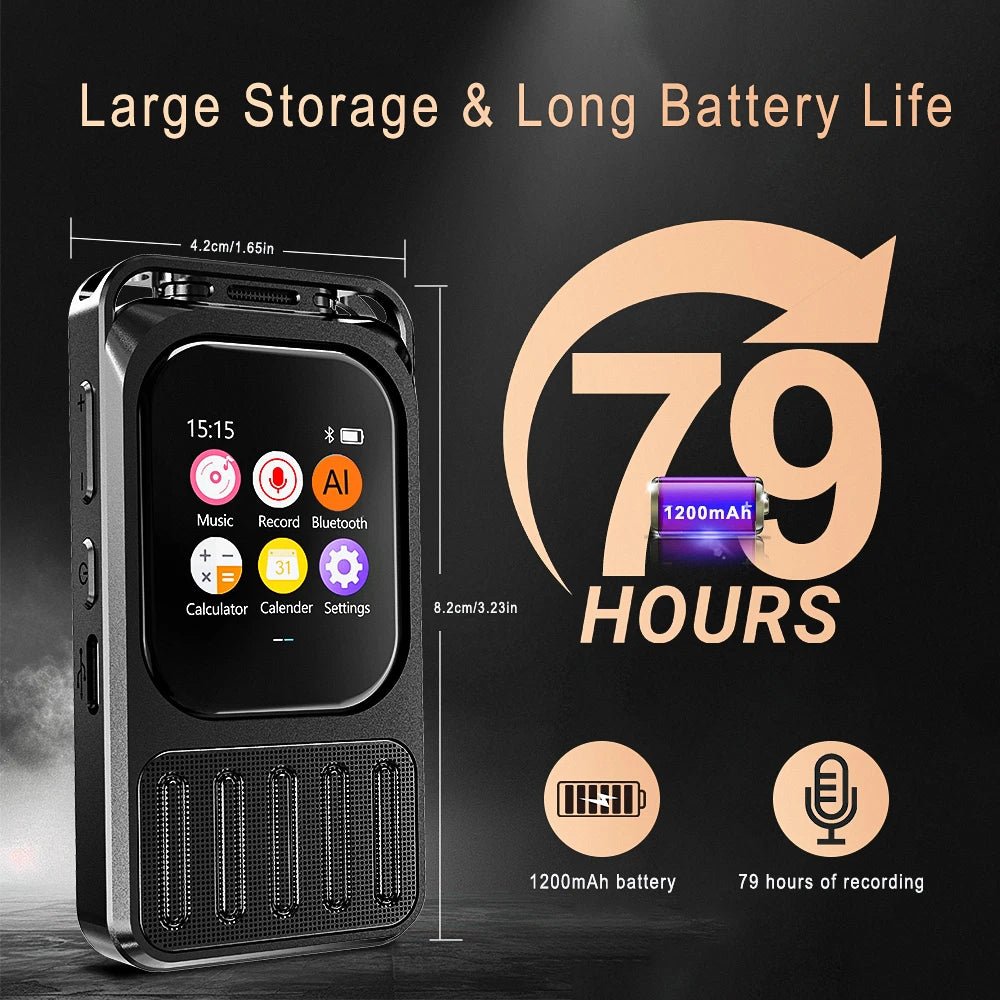 Vandlion V78 AI Voice Recorder Speech-to-Text Connect App Record Voice Activation Touchable Screen 1200mAh Long Time Recording - Tara's Tiny Treasures
