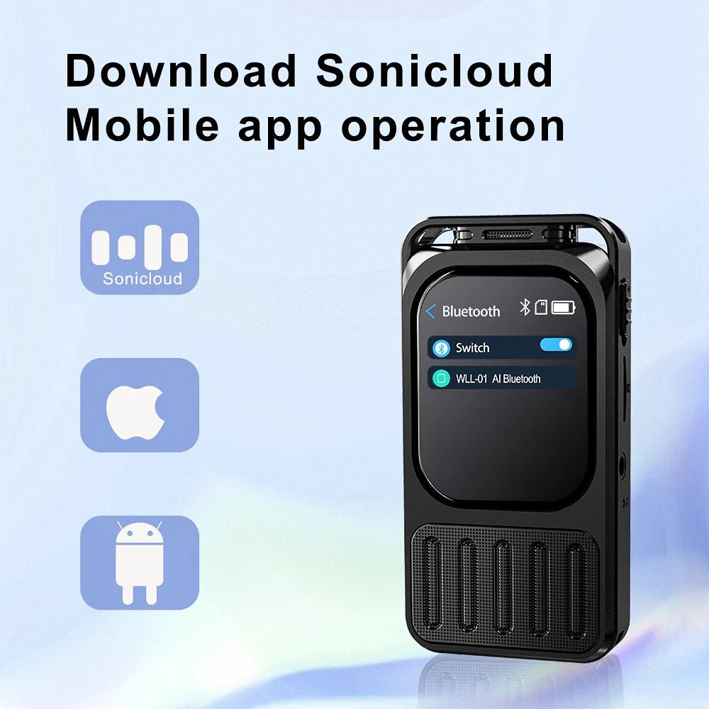 Vandlion V78 AI Voice Recorder Speech-to-Text Connect App Record Voice Activation Touchable Screen 1200mAh Long Time Recording - Tara's Tiny Treasures
