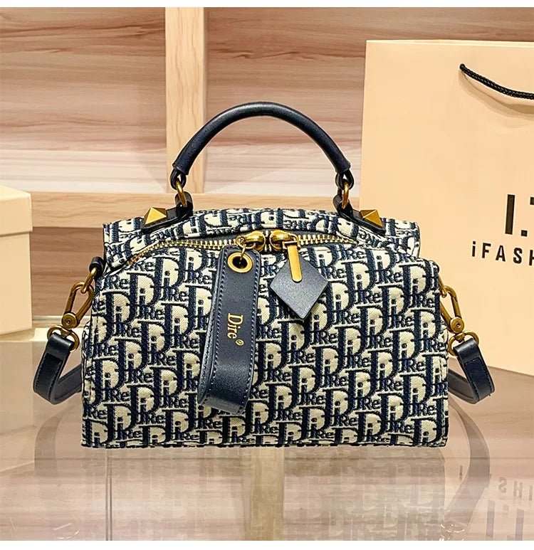 Vintage Diaper Bag For Women: Simple Luxury Leather Handbag, High-End Casual Messenger With Paris Designer Logo Design - Tara's Tiny Treasures